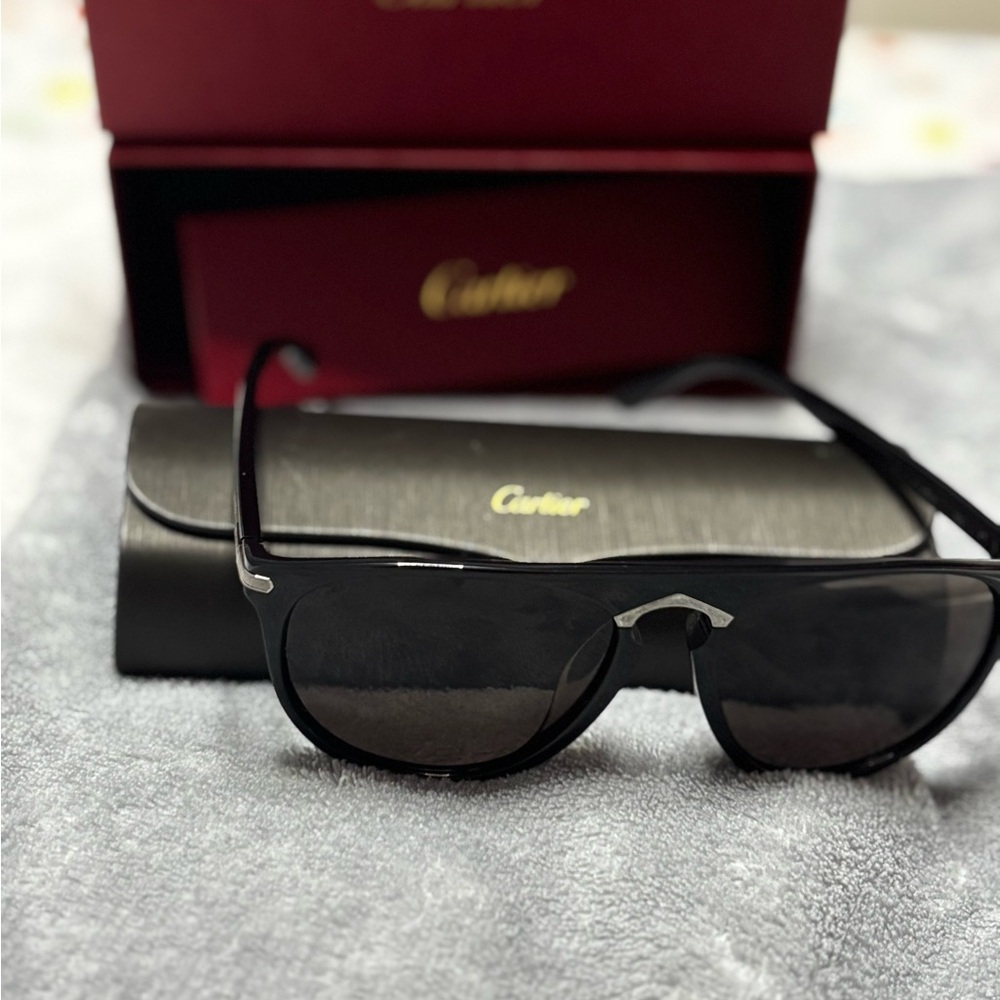 Cartier Black and Silver Sunglasses